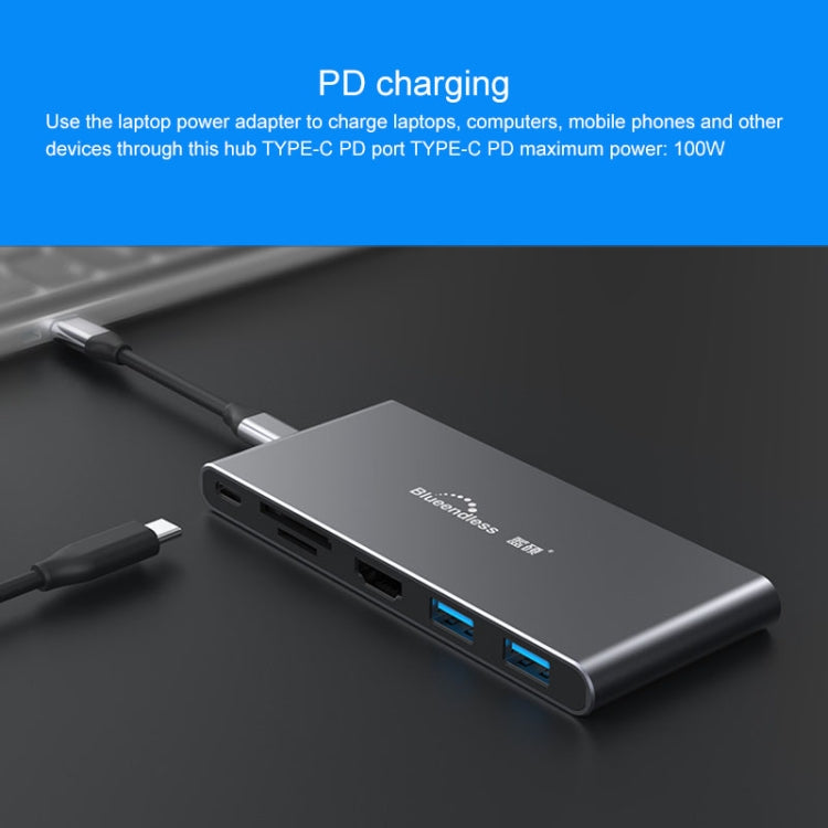 Blueendless 6 In 1 Multi-function Type-C / USB-C HUB Expansion Dock M.2 NGFF Solid State Drive - Computer & Networking by Blueendless | Online Shopping UK | buy2fix