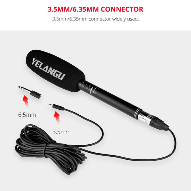YELANGU YLG9933A MIC07 Professional Interview Condenser Video Shotgun Microphone with 6.5mm Audio Adapter & 3.5mm RXL Audio Cable(Black) - Consumer Electronics by YELANGU | Online Shopping UK | buy2fix