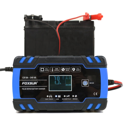 FOXSUR 12V-24V Car Motorcycle Truck Repair Battery Charger AGM Charger, UK Plug (Blue) - Battery Charger by FOXSUR | Online Shopping UK | buy2fix