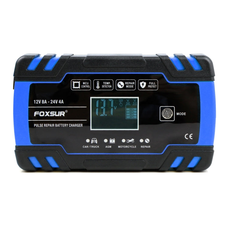 FOXSUR 12V-24V Car Motorcycle Truck Repair Battery Charger AGM Charger, US Plug (Blue) - In Car by FOXSUR | Online Shopping UK | buy2fix