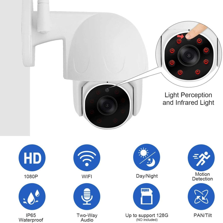 Tuya QX45 1080P Full HD IP65 Waterproof 2.4G Wireless IP Camera, Support Motion Detection & Two-way Audio & Night Vision & TF Card, UK Plug - Security by buy2fix | Online Shopping UK | buy2fix