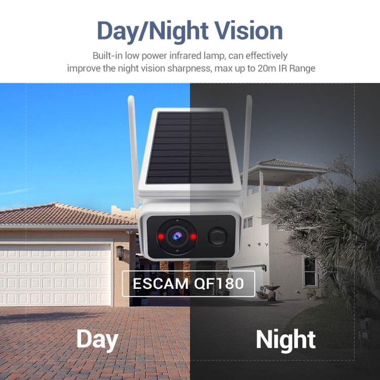 ESCAM QF180 H.265 3MP Solar Wifi IP Camera, Without Battery(White) - Bullet Camera by ESCAM | Online Shopping UK | buy2fix