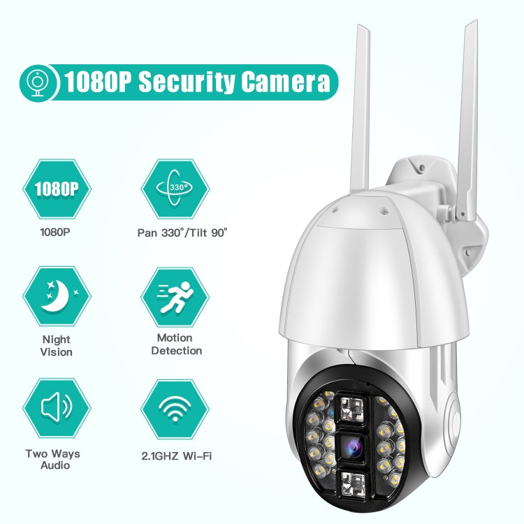 QX33 1080P Panoramic PTZ 360 Degree Rotating WIFI Camera, Support Day and Night Full Color & Two-way Voice Intercom & Motion Detection Alarm & Video Playback & 64GB TF Card, US Plug - Security by buy2fix | Online Shopping UK | buy2fix