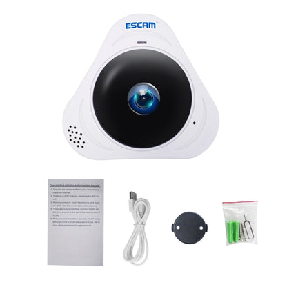 ESCAM Q8 960P 360 Degrees Fisheye Lens 1.3MP WiFi IP Camera, Support Motion Detection / Night Vision, IR Distance: 5-10m, US Plug(White) - 360 Degree Camera by ESCAM | Online Shopping UK | buy2fix