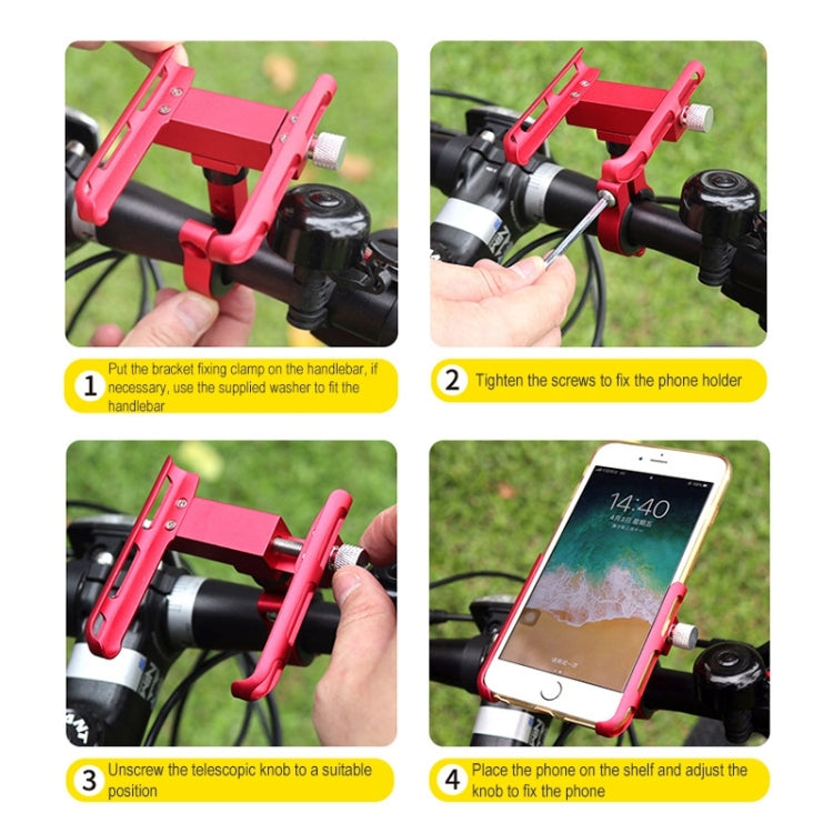 BIKERSAY MP007 Universal Aluminum Alloy Motorcycle Bicycle Phone Holder (Black) - Holders by BIKERSAY | Online Shopping UK | buy2fix