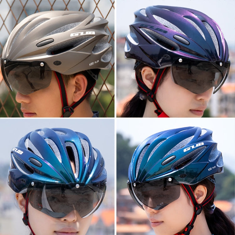 GUB K80 Plus Bike Helmet With Visor And Goggles(Gradient Blue) - Protective Helmet & Masks by GUB | Online Shopping UK | buy2fix