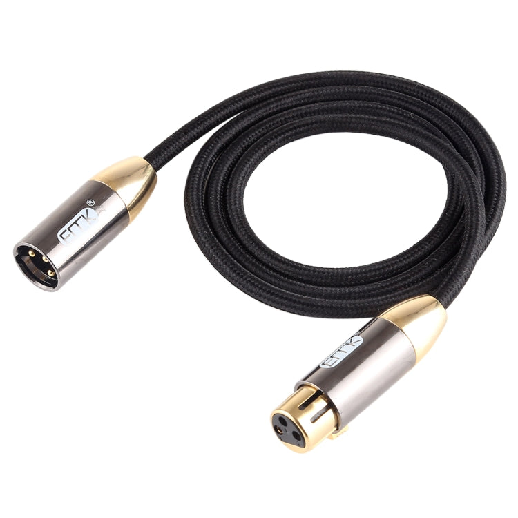 EMK XLR Male to Female Gold-plated Plug Cotton Braided Cannon Audio Cable for XLR Jack Devices, Length: 1m(Black) - Consumer Electronics by EMK | Online Shopping UK | buy2fix