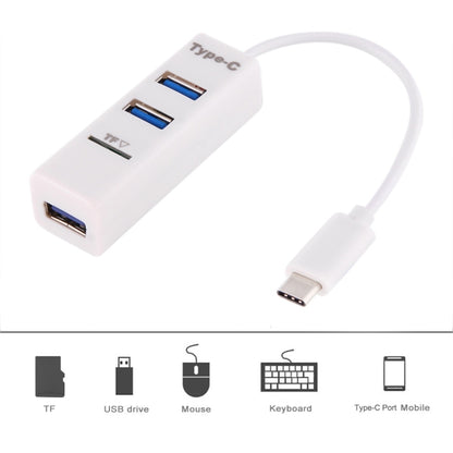 2 in 1 USB-C / Type-C 3.1 to USB 2.0 COMBO 3 Ports HUB + TF Card Reader(White) - Computer & Networking by buy2fix | Online Shopping UK | buy2fix