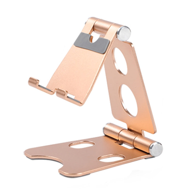 ROOSTAND R2 Aluminum Alloy Mobile Desktop Tablet Bracket Double Folding Lazy Artifact, Size: 6.4x7x9cm(Champagne Gold) - Desktop Holder by buy2fix | Online Shopping UK | buy2fix