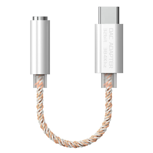 TA12-R2 USB-C / Type-C Male to 3.5mm Audio Female 8-strand Single Crystal Copper Braid Earphone Adapter(Copper + Silver) - Type-C Adapter by buy2fix | Online Shopping UK | buy2fix