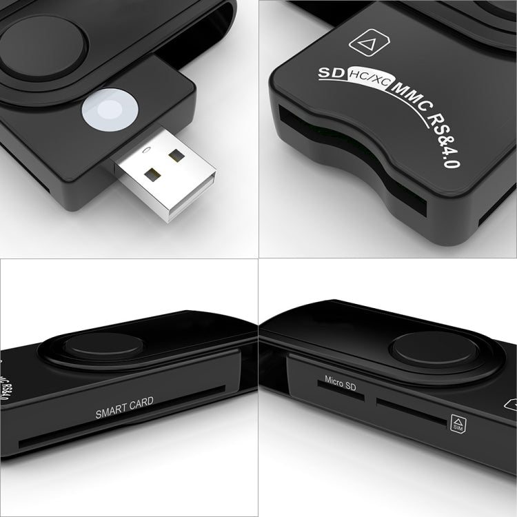 Rocketek CR310-B USB3.0 Multi-function IC Smart Card / SD / TF / SIM Card Reader -  by ROCKETEK | Online Shopping UK | buy2fix