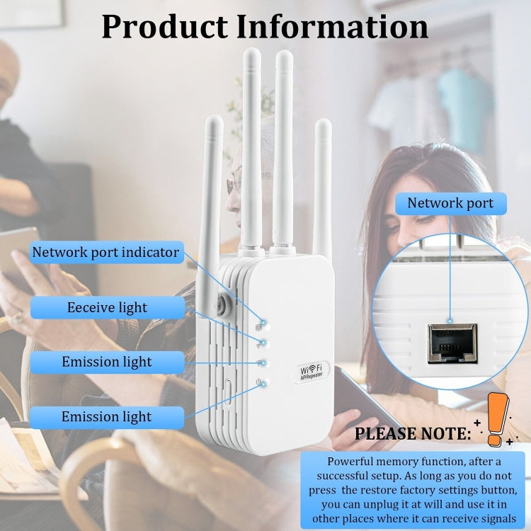 ZX-R08 1200Mbps 2.4G/5G Dual-Band WiFi Repeater Signal Amplifier, US Plug - Wireless Routers by buy2fix | Online Shopping UK | buy2fix