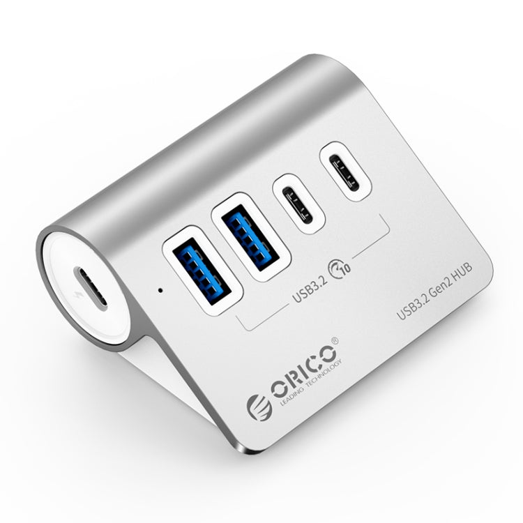 ORICO M3CU2 Aluminum Alloy 4-Port Type-C And USB 3.2 Gen2 10Gbps HUB(Silver) - USB 3.0 HUB by ORICO | Online Shopping UK | buy2fix