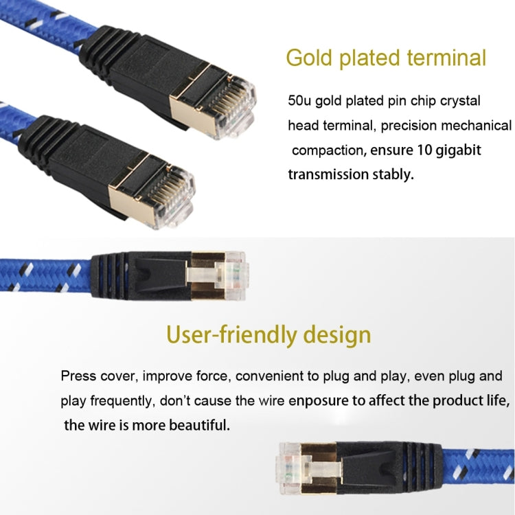 5m Gold Plated CAT-7 10 Gigabit Ethernet Ultra Flat Patch Cable for Modem Router LAN Network, Built with Shielded RJ45 Connector - Lan Cable and Tools by buy2fix | Online Shopping UK | buy2fix