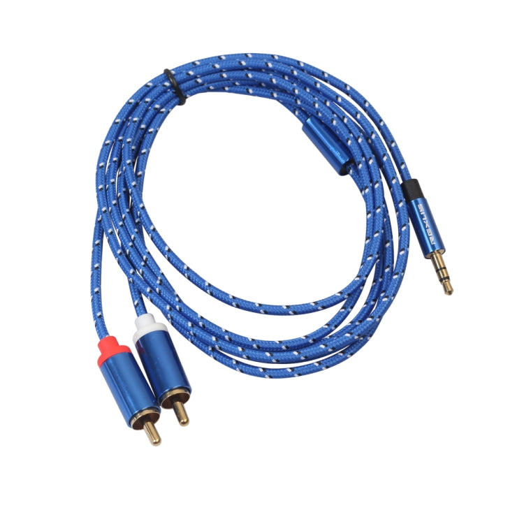 REXLIS 3610 3.5mm Male to Dual RCA Gold-plated Plug Blue Cotton Braided Audio Cable for RCA Input Interface Active Speaker, Length: 1.8m - RCA Cable by REXLIS | Online Shopping UK | buy2fix