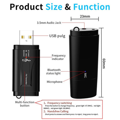 MSD128 2 in 1 USB Car Bluetooth Hands-free Call FM Transmitter with 3.5mm AUX Interface - Apple Accessories by buy2fix | Online Shopping UK | buy2fix