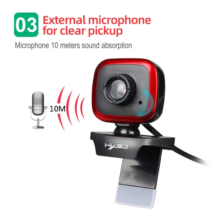 HXSJ A849 480P Adjustable 360 Degree HD Video Webcam PC Camera with Microphone(Black Red) - HD Camera by HXSJ | Online Shopping UK | buy2fix