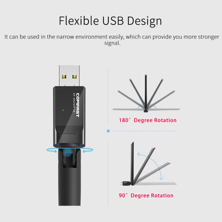 COMFAST CF-WU757F 150Mbps Wireless USB 2.0 Free Driver WiFi Adapter External Network Card with 6dBi External Antenna - USB Network Adapter by COMFAST | Online Shopping UK | buy2fix