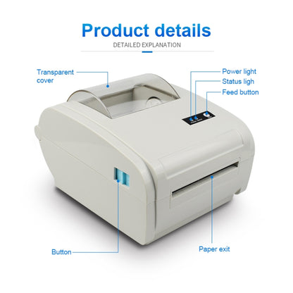 POS-9210 110mm USB POS Receipt Thermal Printer Express Delivery Barcode Label Printer, US Plug(White) - Printer by buy2fix | Online Shopping UK | buy2fix