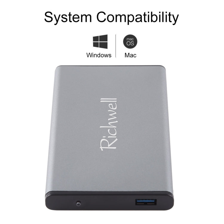 Richwell SATA R2-SATA-2TB 2TB 2.5 inch USB3.0 Super Speed Interface Mobile Hard Disk Drive(Grey) - External Hard Drives by Richwell | Online Shopping UK | buy2fix