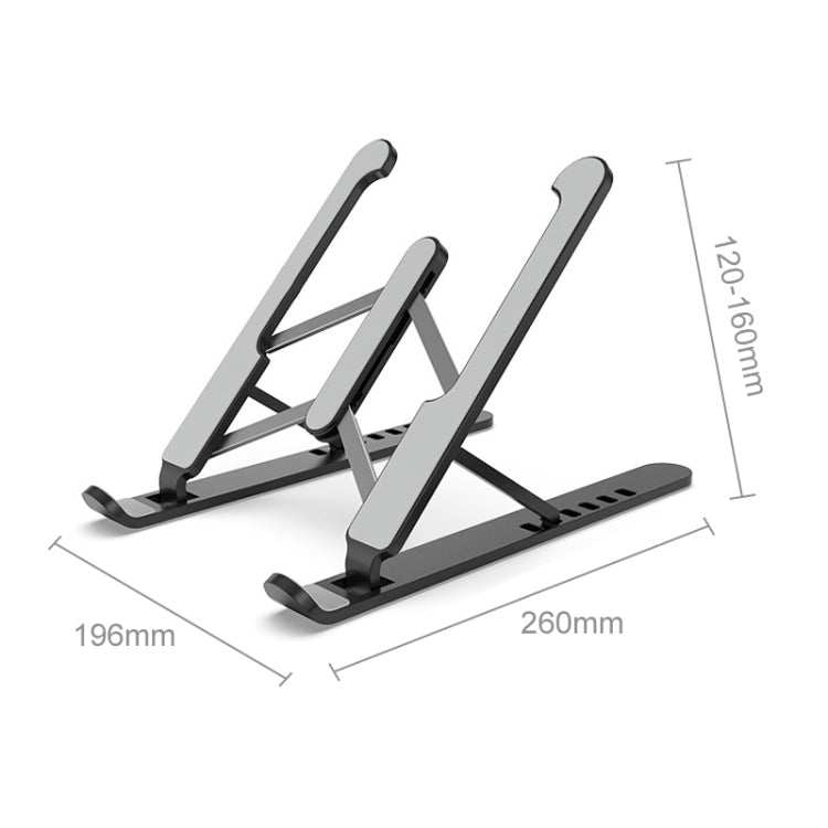 Laptop Stand Desktop Raise Bracket Cooling Base Lifting Holder Foldable (Black) - Computer & Networking by buy2fix | Online Shopping UK | buy2fix