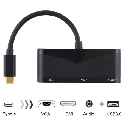 USB 2.0 + Audio Port + VGA + HDMI to USB-C / Type-C HUB Adapter (Black) - Computer & Networking by buy2fix | Online Shopping UK | buy2fix