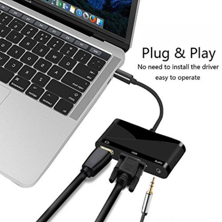 USB 2.0 + Audio Port + VGA + HDMI to USB-C / Type-C HUB Adapter (Black) - Computer & Networking by buy2fix | Online Shopping UK | buy2fix