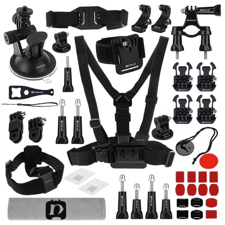 PULUZ 45 in 1 Accessories Ultimate Combo Kits (Chest Strap + Suction Cup Mount + 3-Way Pivot Arms + J-Hook Buckle + Wrist Strap + Helmet Strap + Surface Mounts + Tripod Adapter + Storage Bag + Handleb ... /3 /2 /1, DJI Osmo Action and Other Action Cameras - DJI & GoPro Accessories by PULUZ | Online Shopping UK | buy2fix