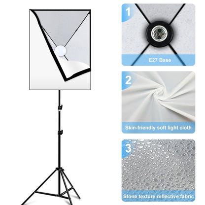 PULUZ Softbox Lighting Kit 2 PCS 50x70cm Professional Photo Studio Photography Light Equipment with 2 x E27 Socket Bulb Photography Lighting Kit(US Plug) - Stand Bracket by PULUZ | Online Shopping UK | buy2fix