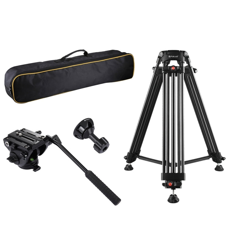 PULUZ 3 in 1 (Tripod + Bowl Adapter + Black Fluid Drag Head) Heavy Duty Video Camcorder Aluminum Alloy Tripod Mount Kit for DSLR / SLR Camera, Adjustable Height: 62-152cm - Tripods by PULUZ | Online Shopping UK | buy2fix