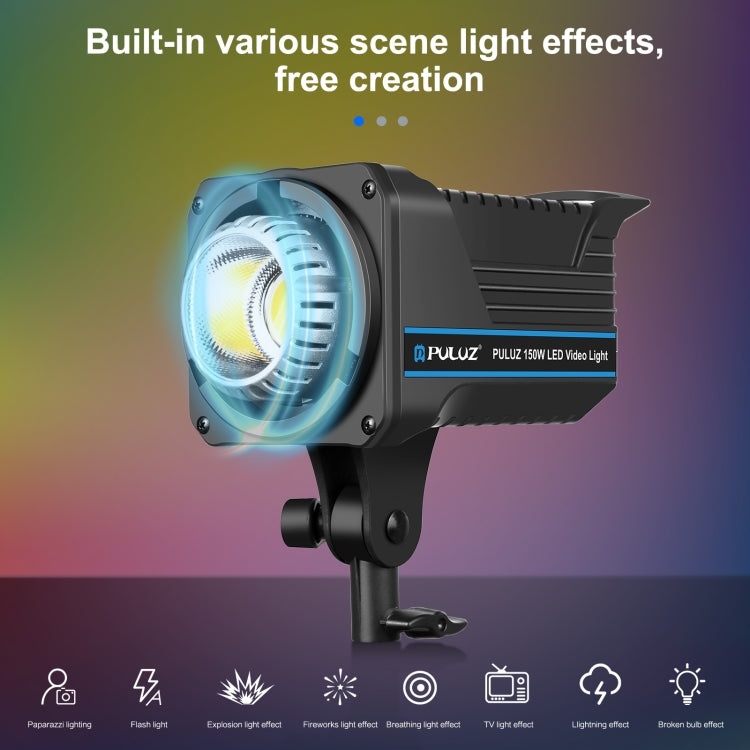 PULUZ 220V 150W Studio Video Light 3200K-5600K Dual Color Temperature Built-in Dissipate Heat System with Remote Control(US Plug) - Shoe Mount Flashes by PULUZ | Online Shopping UK | buy2fix