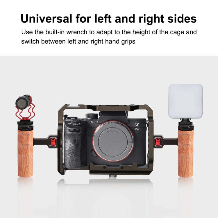 PULUZ 1/4 inch Screw Universal Camera Wooden Side Handle with Cold Shoe Mount for Camera Cage Stabilizer(Bronze) - Camera Stabilizer by PULUZ | Online Shopping UK | buy2fix