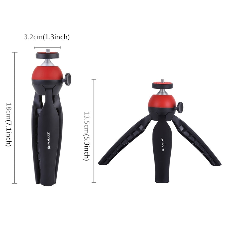 PULUZ Pocket Mini Tripod Mount with 360 Degree Ball Head for Smartphones, GoPro, DSLR Cameras(Red) - Camera Accessories by PULUZ | Online Shopping UK | buy2fix