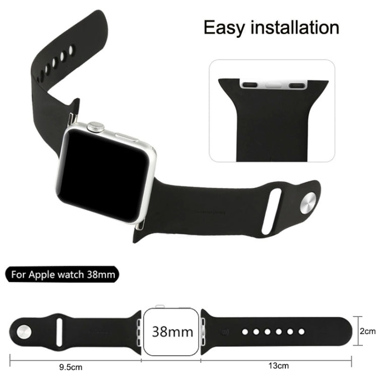 For Apple Watch Sport 38mm High-performance Longer Silicone Sport Watch Band with Pin-and-tuck Closure(Khaki) - Smart Wear by buy2fix | Online Shopping UK | buy2fix