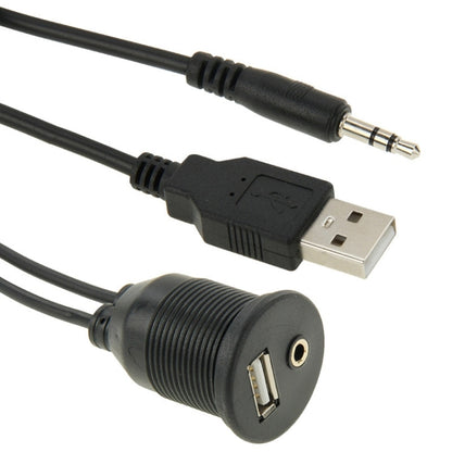 USB 2.0 & 3.5mm Male to Female Extension Cable with Car Flush Mount, Length: 2m - In Car by buy2fix | Online Shopping UK | buy2fix