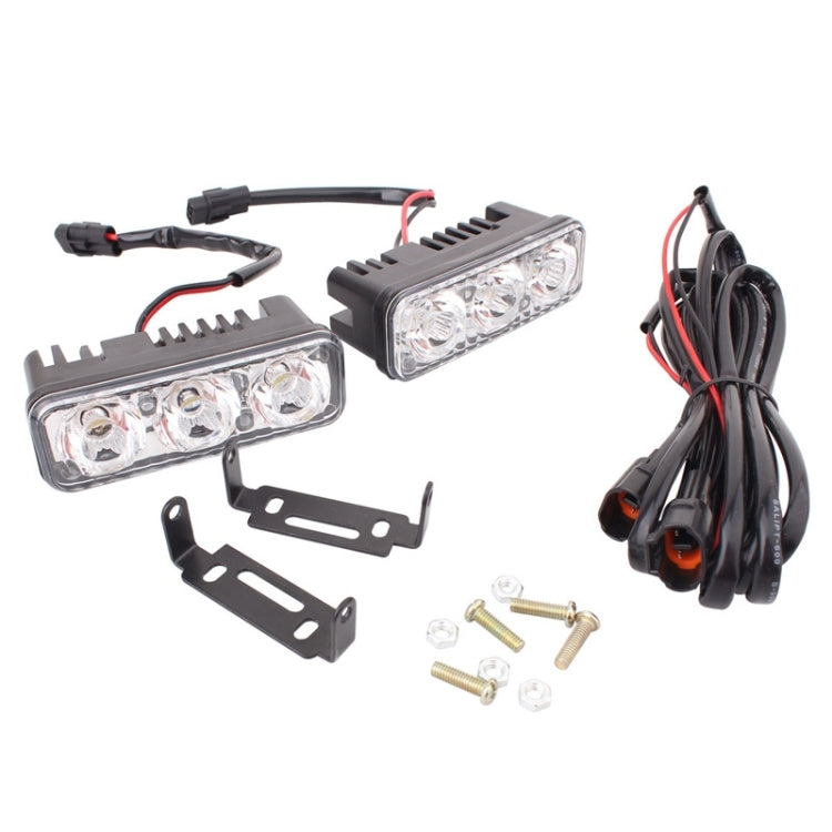 2 PCS MZ 9W 540LM 6500K 3-LED White Light Wired Car Daytime Running Light Fog Lamp, DC12-24V,Light Wire: 15cm - In Car by buy2fix | Online Shopping UK | buy2fix