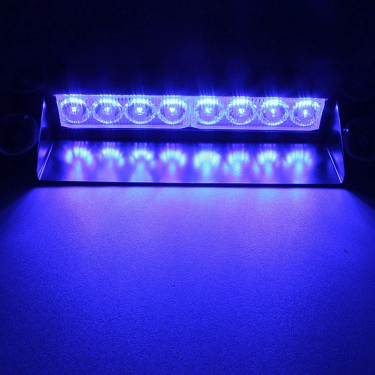8W 800LM 8-LED Blue Light 3-Modes Adjustable Angle Car Strobe Flash Dash Emergency Light Warning Lamp with Suckers, DC 12V - In Car by buy2fix | Online Shopping UK | buy2fix