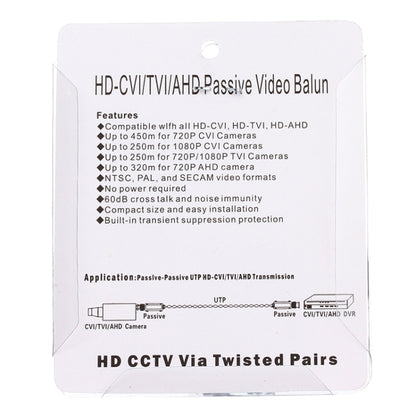 2 PCS 202C-HD CVI/TVI/AHD 1CH Passive Video Balun Coaxial Adapter - Security by buy2fix | Online Shopping UK | buy2fix