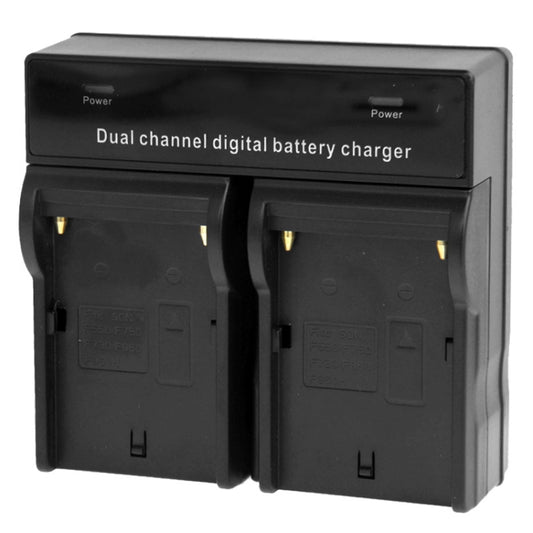 Dual Channel Digital Battery Charger for Sony F550 / F730 / F750 / F960 / F960H, EU Plug(Black) - Camera Accessories by buy2fix | Online Shopping UK | buy2fix