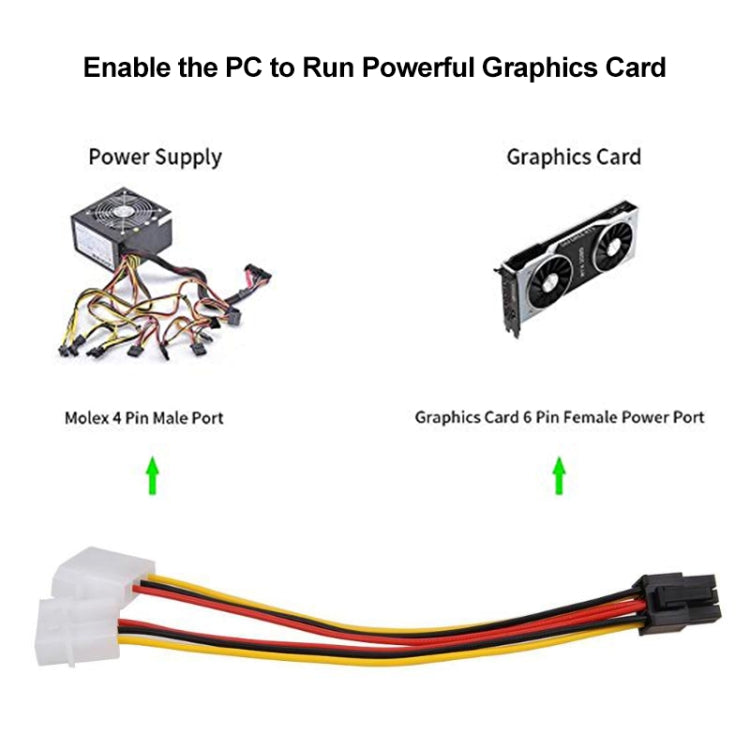 6 Pin Male to 2 x 4 Pin Female Power Cable, Length: 17.5cm - Computer & Networking by buy2fix | Online Shopping UK | buy2fix