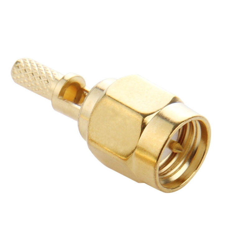 10 PCS Gold Plated Crimp SMA Male Straight Connector Adapter for RG174 / RG188 / RG316 / LMR100 Cable - Connectors by buy2fix | Online Shopping UK | buy2fix