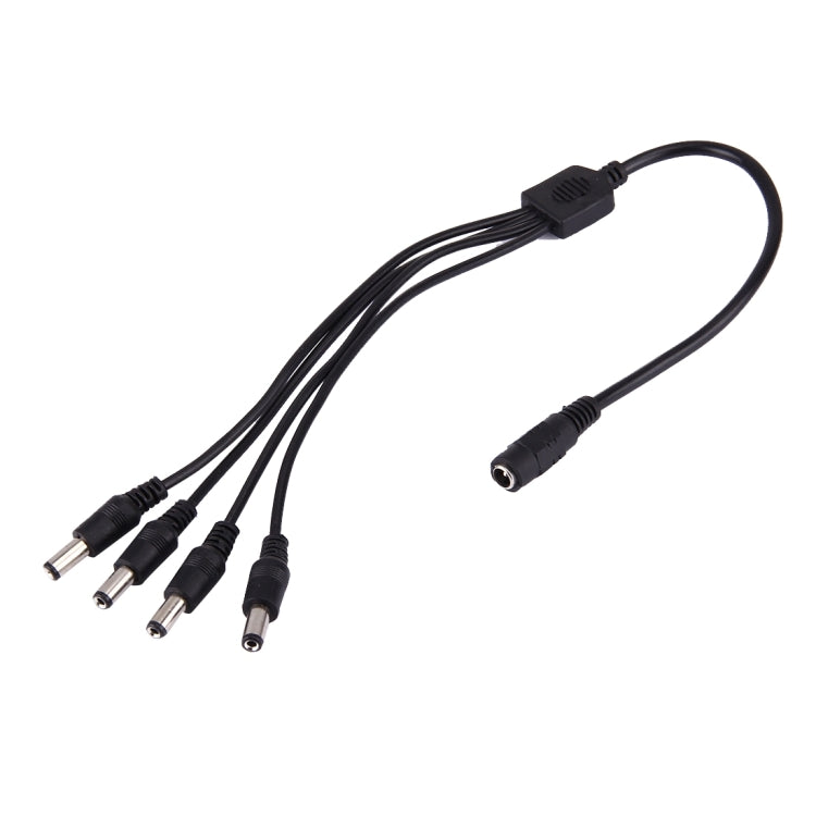 1 Female to 4 Male Plug 5.5 x 2.1mm DC Power Cable(Black) - Security by buy2fix | Online Shopping UK | buy2fix