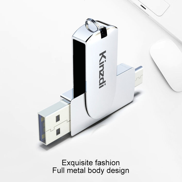 Kinzdi 64GB USB 3.0 + Type-C 3.0 Interface Metal Twister Flash Disk V11 (Silver) - USB Flash Drives by Kinzdi | Online Shopping UK | buy2fix