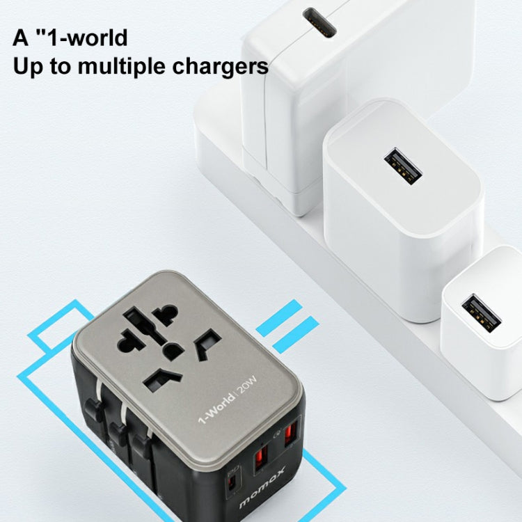 MOMAX UA11 1-World 20W PD Global Travel Fast Charger Power Adapter(Yellow) - International Plug Adaptor by MOMAX | Online Shopping UK | buy2fix