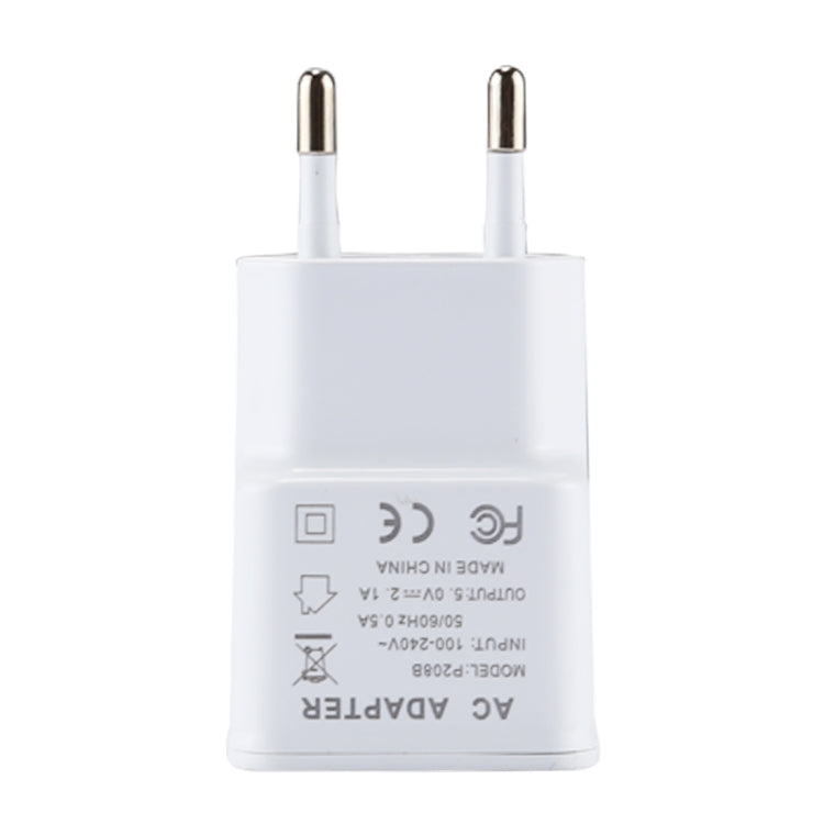 5V 2.1A Intelligent Identification USB Charger with 1m USB to Micro USB Charging Cable, EU Plug, For Samsung / Huawei / Xiaomi / Meizu / LG / HTC and Other Smartphones(White) - Mobile Accessories by buy2fix | Online Shopping UK | buy2fix