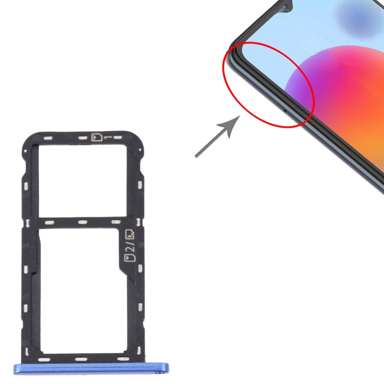 For ZTE Blade A52 SIM Card Tray + SIM Card Tray / Micro SD Card Tray (Blue) - For ZTE by buy2fix | Online Shopping UK | buy2fix