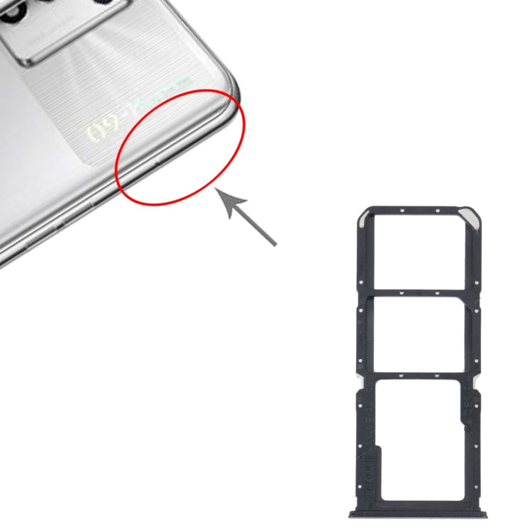 For OPPO K9S SIM Card Tray + SIM Card Tray + Micro SD Card Tray (Black) - Card Socket by buy2fix | Online Shopping UK | buy2fix