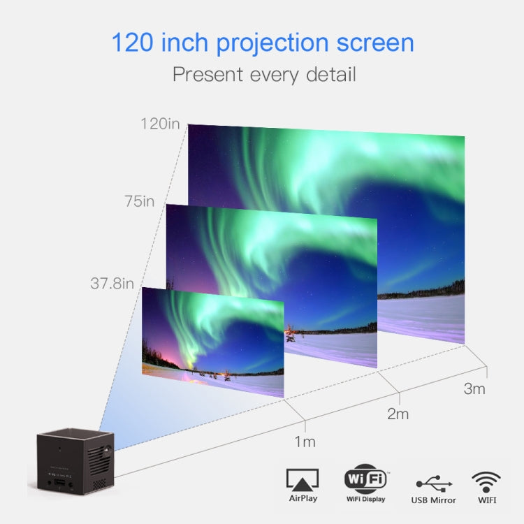 C80 DLP portable HD Projector 120-inch Giant Screen Projector Blu-ray 4K, Android 7.1.2, 2GB + 16GB EU Plug - Consumer Electronics by buy2fix | Online Shopping UK | buy2fix