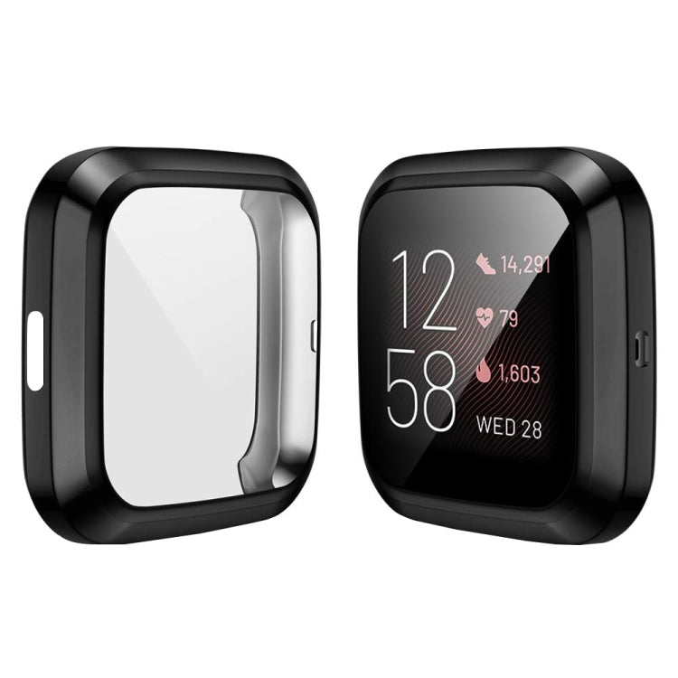 For Fitbit versa 2 Plating TPU All-inclusive Protective Shell(Black) - Smart Wear by buy2fix | Online Shopping UK | buy2fix