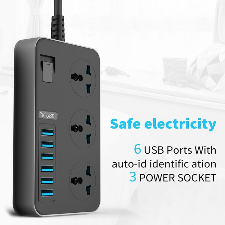 T09 3000W High Power Multi-Function Plug-in 3-Hole International Universal Jack + 6 USB Intelligent Charging US PLUG - Consumer Electronics by buy2fix | Online Shopping UK | buy2fix